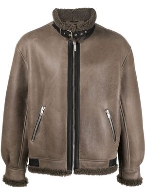 Represent sheepskin bomber jacket - Brown