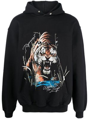Represent tiger-print long-sleeved hoodie - Black