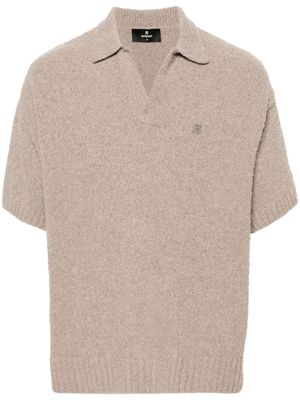 Represent V-neck bouclé polo shirt - Brown