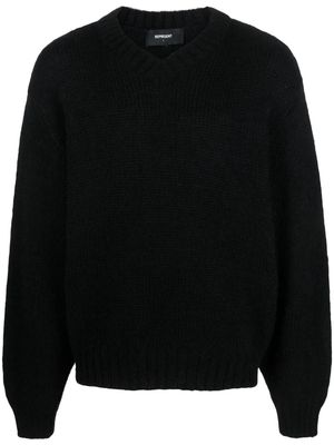 Represent V-neck waffle-knit jumper - Black