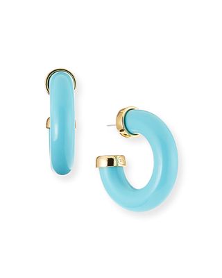 Resin C-Hoop Earrings, Turquoise