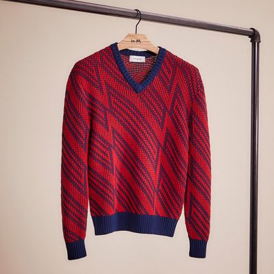 Restored Jacquard V Neck Sweater