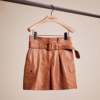 Restored Leather Belted Shorts