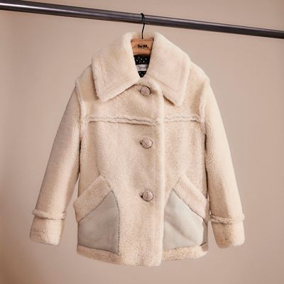 Restored Short Shearling Coat With Printed Lining