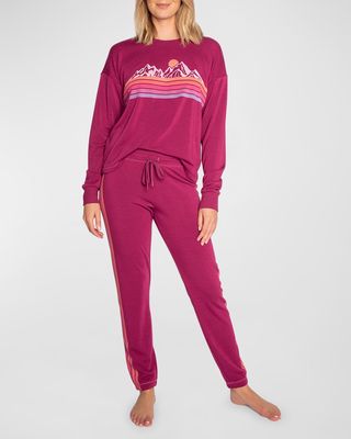 Retro Rockies Stripe-Print Pajama Set