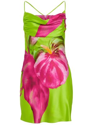 Retrofete Azura floral-print silk minidress - Pink