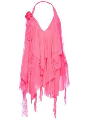 Retrofete Caspian ruffled silk dress - Pink