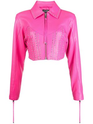 Retrofete Castor crystal-embellished cropped jacket - Pink