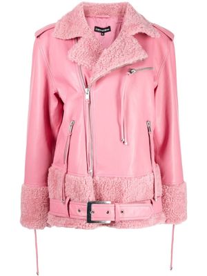 Retrofete City shearling-trim leather jacket - Pink