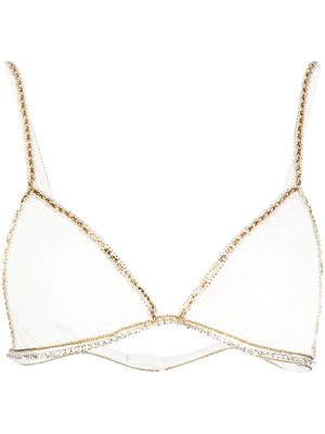 Retrofete Deja crystal-embellished bra top - White