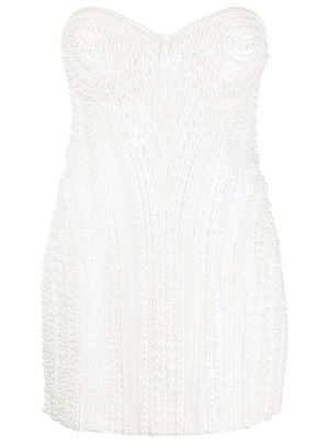 Retrofete faux-pearl embellished minidress - White