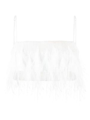 Retrofete feather-detail cropped top - White