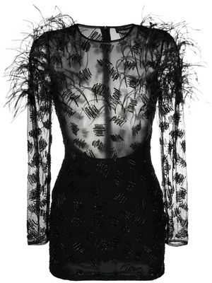 Retrofete feather-detail minidress - Black