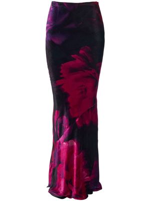 Retrofete Freyja floral-print velvet skirt - Black
