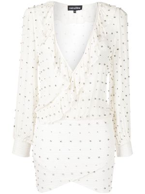 Retrofete Lennon crystal-embellished silk minidress - White
