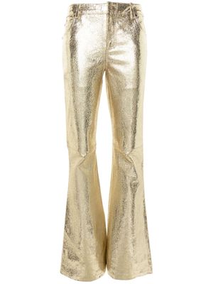 Retrofete Lynx leather mid-rise bootcut trousers - Gold