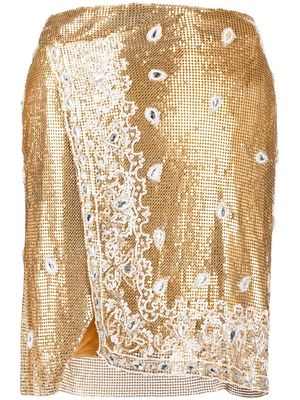 Retrofete Malta embellished chainmail skirt - Gold