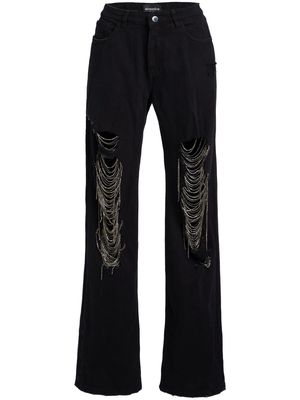 Retrofete Marlowe rhinestone-embellished straight-leg jeans - Black