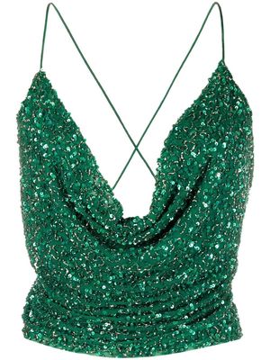 Retrofete Michal cowl-neck embellished top - Green
