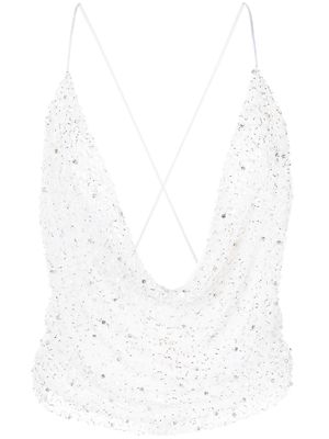 Retrofete Michal cowl-neck embellished top - White
