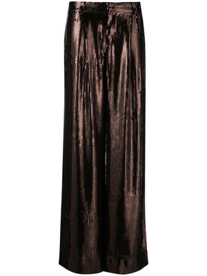 Retrofete mid-rise sequin-embellished palazzo pants - Brown