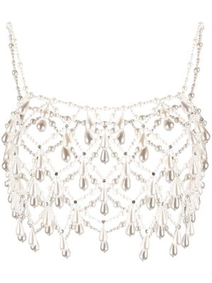 Retrofete pearl-embellished square-neck top - White