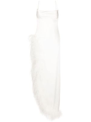 Retrofete Priscilla feather long dress - White