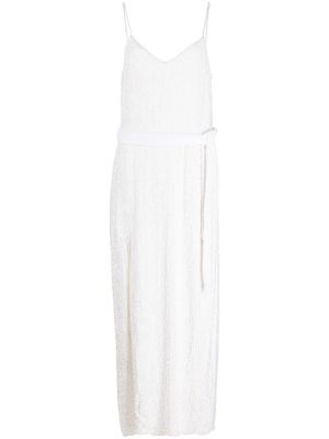 Retrofete Rebecca sequinned belted gown - White