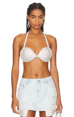 retrofete Reign Bra in Metallic Silver