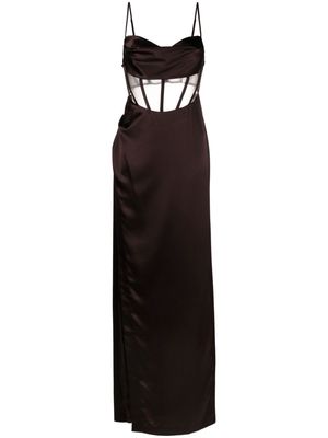 Retrofete Rosa corset-style satin fitted dress - Brown