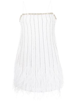Retrofete Rubina sequin feather embellished dress - White