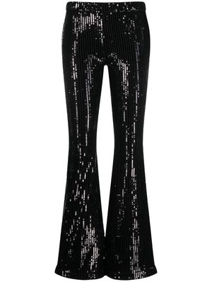 Retrofete sequin-stripe flared trousers - Black