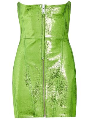 Retrofete Sylvie metallic leather minidress - Green