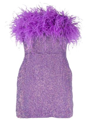 Retrofete Torin feather-trim sequin minidress - Purple