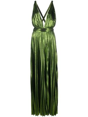 Retrofete Tova metallic pleated gown - Green