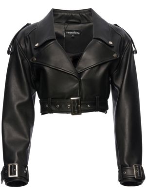 Retrofete Victoria cropped biker jacket - BLACK