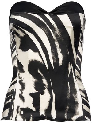 Retrofete Vitus zebra-print silk-blend top - Black