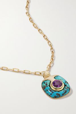 Retrouvaí - 14-karat Gold, Turquoise And Amethyst Necklace - one size