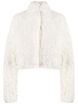 REV high-neck shearling jacket - White