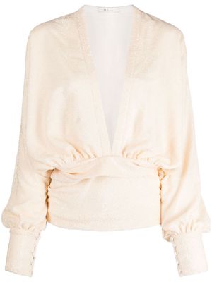 REV long-sleeve draped blouse - Neutrals