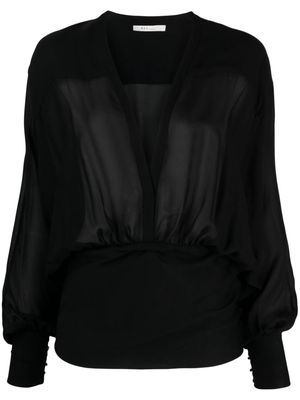 REV V-neck gathered blouse - Black