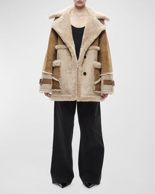 Reva Suede Top Coat with Shearling Trim