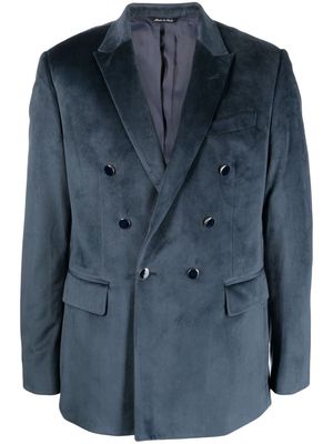 Reveres 1949 double-breasted velour blazer - Blue