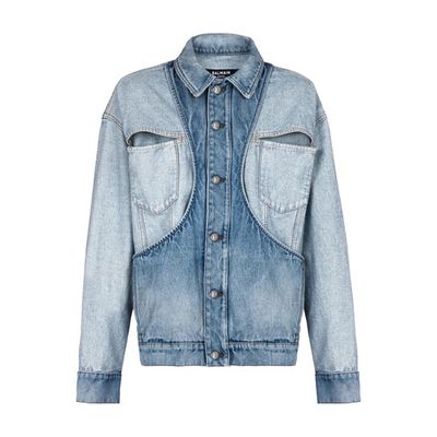 Reverse cut denim jacket