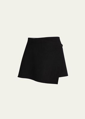 Reversible Double-Face Mini Wrap Skirt
