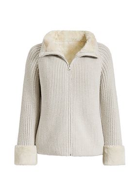 Reversible Faux-Fur Zip Sweater