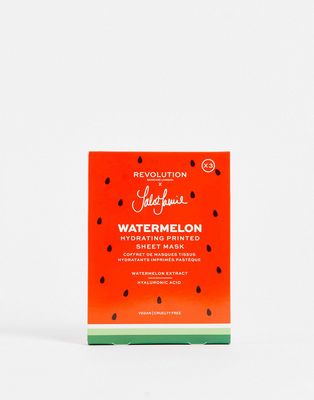 Revolution Skincare x Jake Jamie Watermelon Printed Hydrating Sheet Mask Set-No color