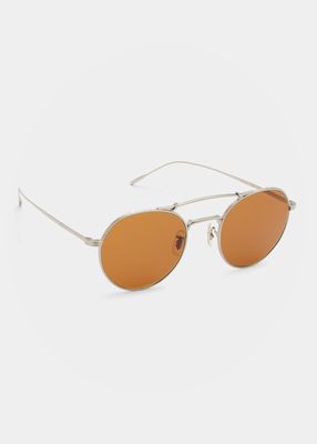 Reymont Titanium Double-Bridge Round Sunglasses