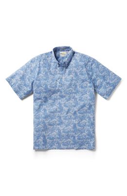 Reyn Spooner Classic Fit Koi Pond Short Sleeve Button-Down Pullover Shirt in Lichen Blue