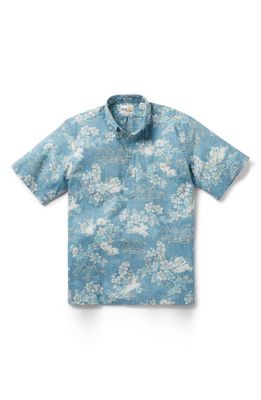 Reyn Spooner Classic Fit Year of the Rabbit Short Sleeve Button-Down Pullover Shirt in Storm Blue